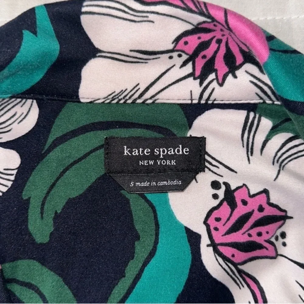 kate spade S Navy Pink White Black Floral Blossom Cozy PJ Short Sleeve & Pants